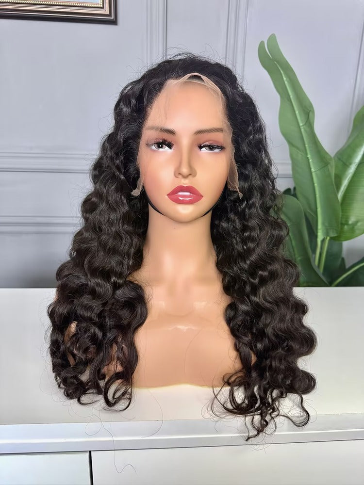 Raw Indian Natural Wavy Lace Front Wig Amazon.com : Raw Indian Curly Transparent Lace Human Hair  main image 4