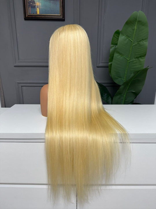 Vietnamese Raw Hair Straight HD Closure Wig Blonde 613