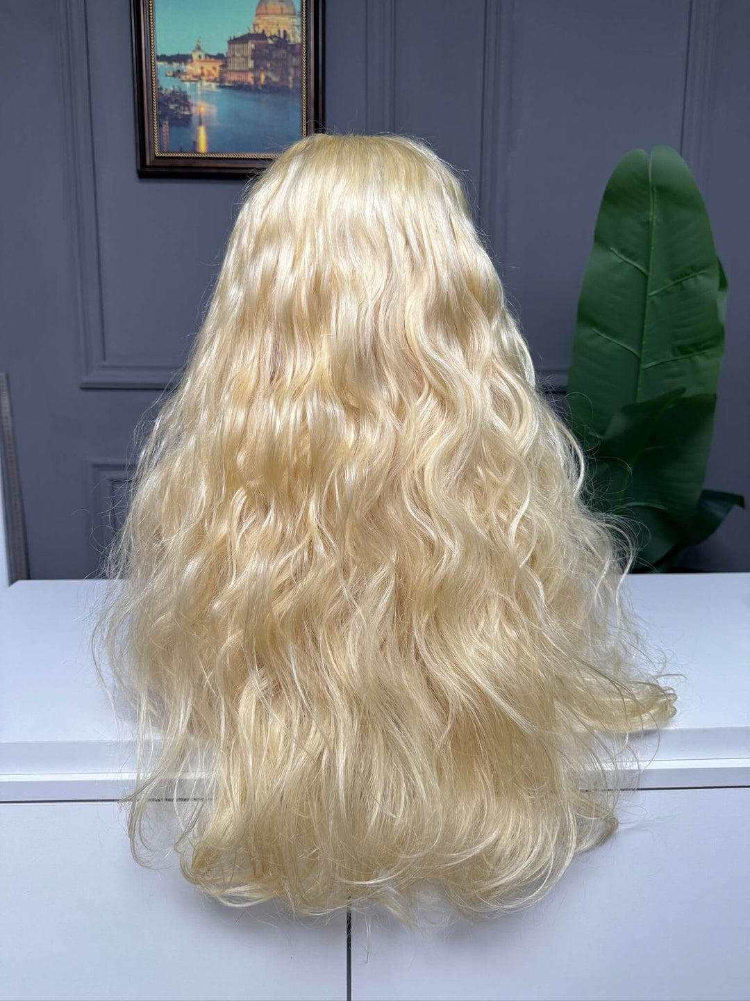Vietnamese Raw Hair Wavy HD Closure Wig Blonde 613