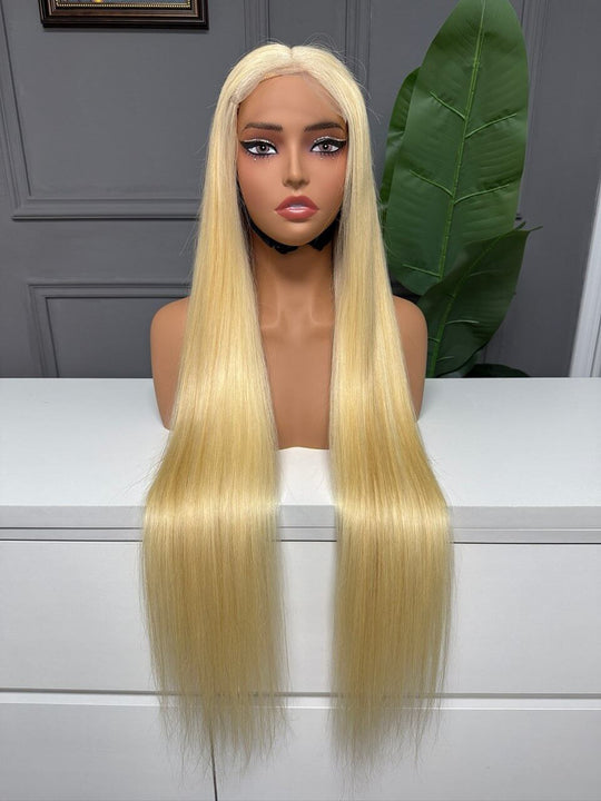 Vietnamese Raw Hair Straight HD Closure Wig Blonde 613