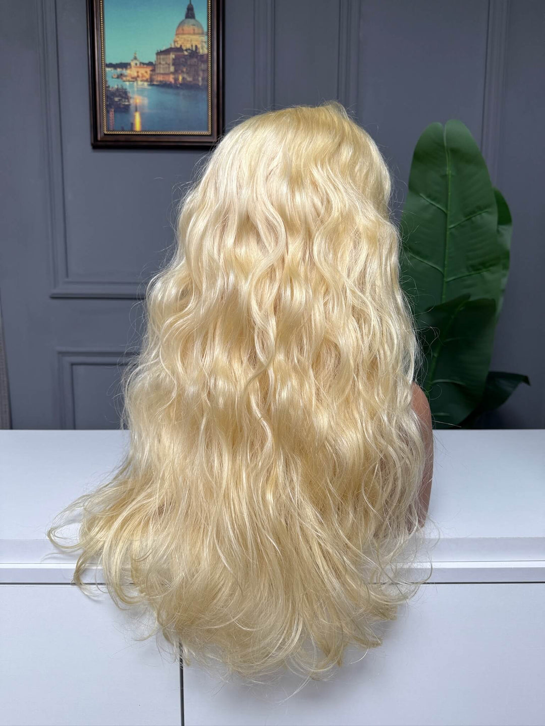 Vietnamese Raw Hair Wavy HD Closure Wig Blonde 613