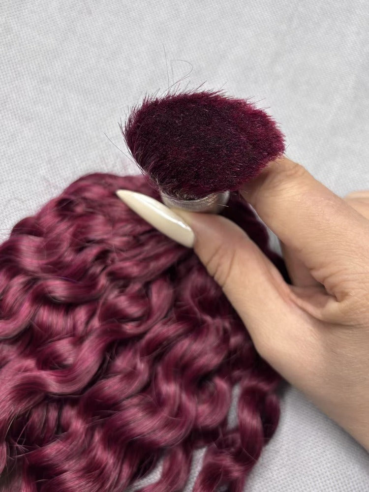 Bulk Hair for Boho Braids Italian Curly Double Drawn Burgundy 99J