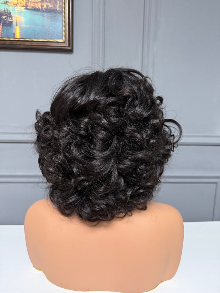 Raw Indian Hair Bouncy Curly Fringe Bob Wig