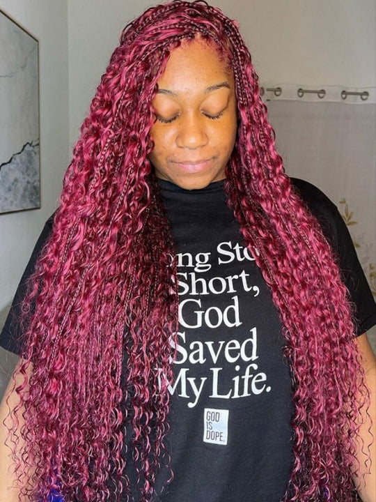 Bulk Hair for Boho Braids Italian Curly Double Drawn Burgundy 99J