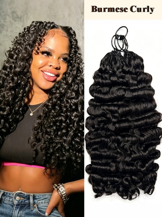 Burmese Curly | PiXie Curly Crochet Hair Extension Super Double Drawn