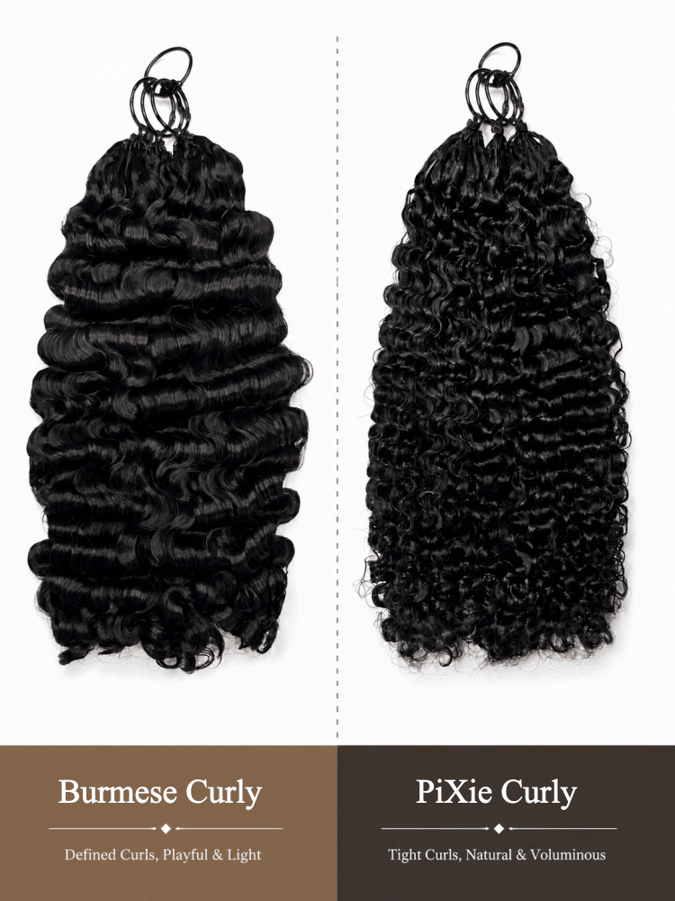 Burmese Curly | PiXie Curly Crochet Hair Extension Super Double Drawn