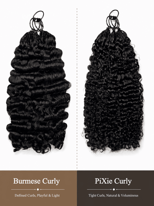 Burmese Curly | PiXie Curly Crochet Hair Extension Super Double Drawn
