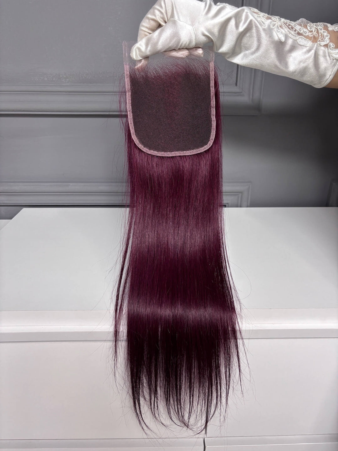Vietnamese Raw Hair Straight HD Lace Closure Burgundy 99J