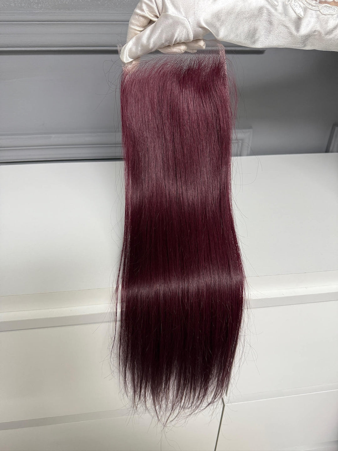 Vietnamese Raw Hair Straight HD Lace Closure Burgundy 99J