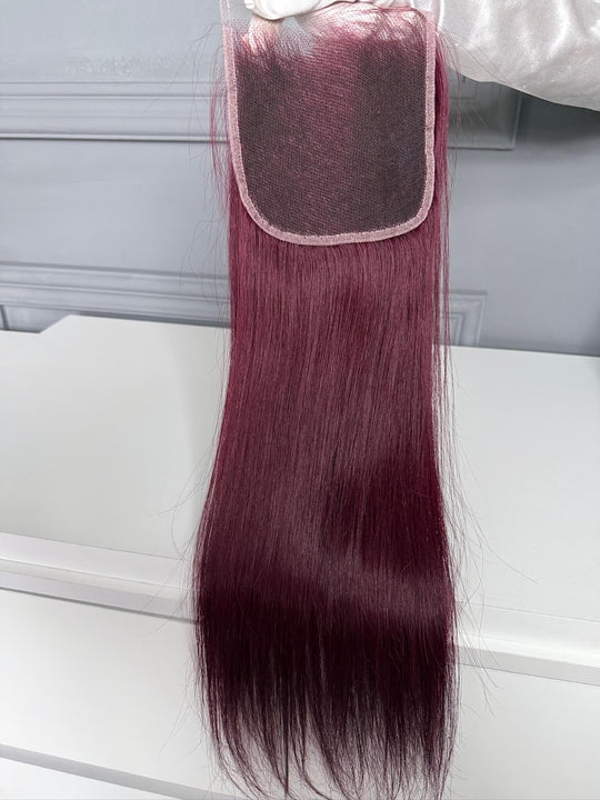 Vietnamese Raw Hair Straight HD Lace Closure Burgundy 99J