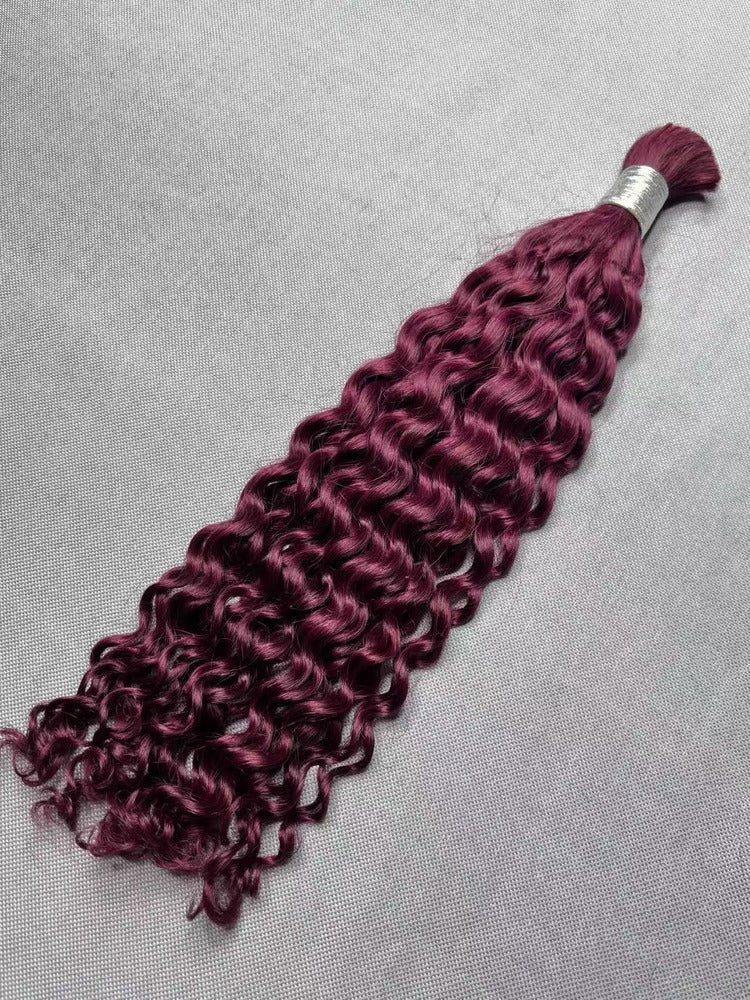Bulk Hair for Boho Braids Italian Curly Double Drawn Burgundy 99J