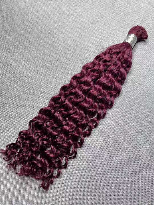 Bulk Hair for Boho Braids Italian Curly Double Drawn Burgundy 99J