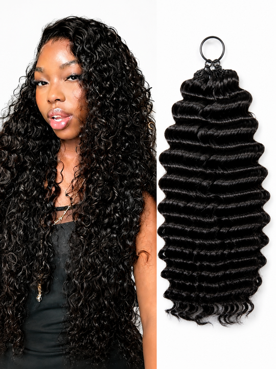 Loose Deep Wave Feather Crochet Hair Super Double Drawn