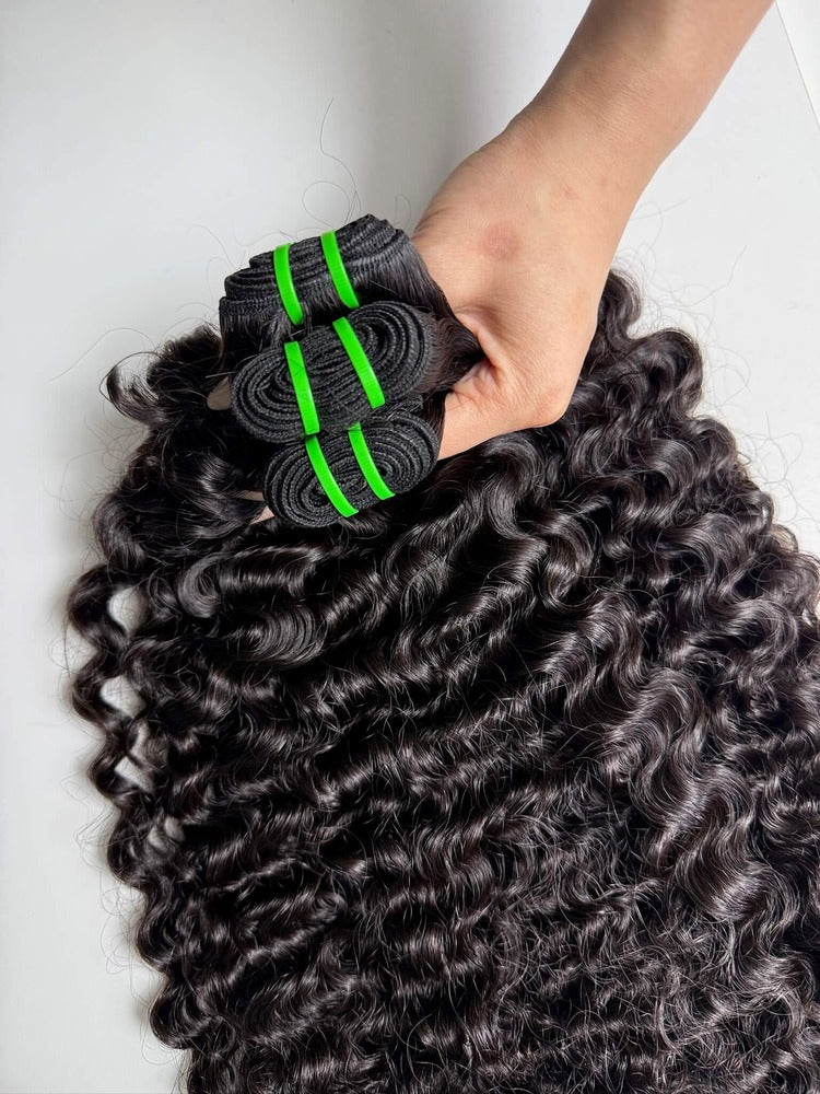 Raw Burmese Curly Hair Bundles Super Double Drawn