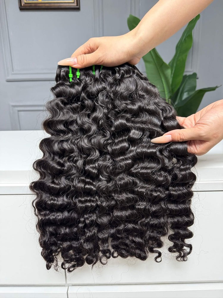 Flowywig Raw Burmese Curly Hair Bundles – Double Drawn with Natural Shine and Defined Curls