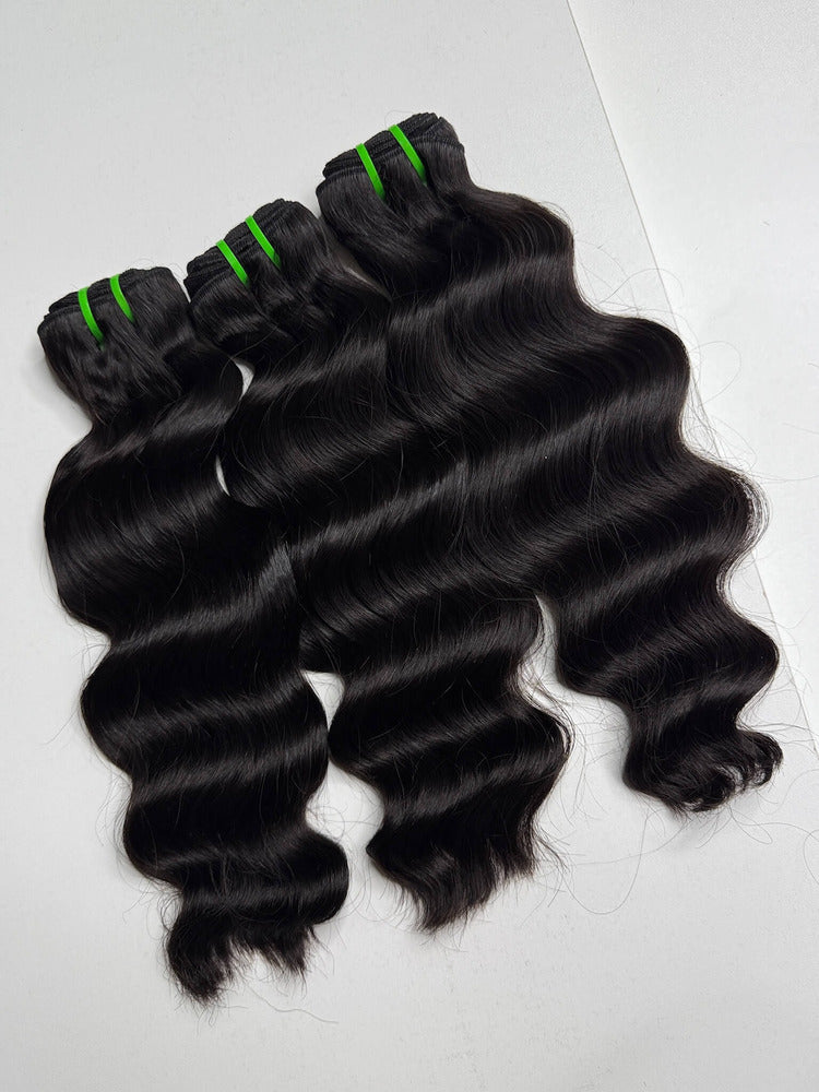 Flowywig Burmese Wavy Hair Bundles in Natural Light – Smooth, Tangle-Free Finish