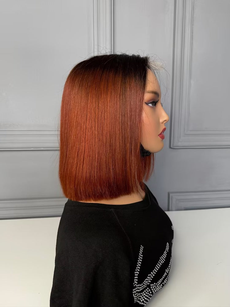 Raw Vietnamese Hair HD Lace Closure Bob Wig Straight 1B/530