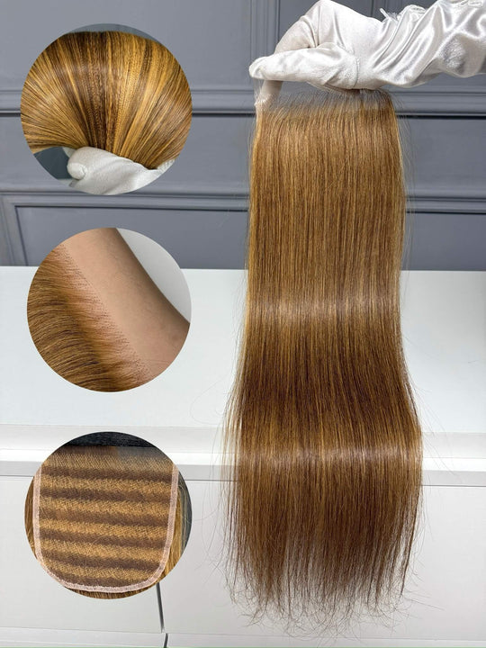 Vietnamese Raw Hair Straight HD Lace Closure Highlight 4/27
