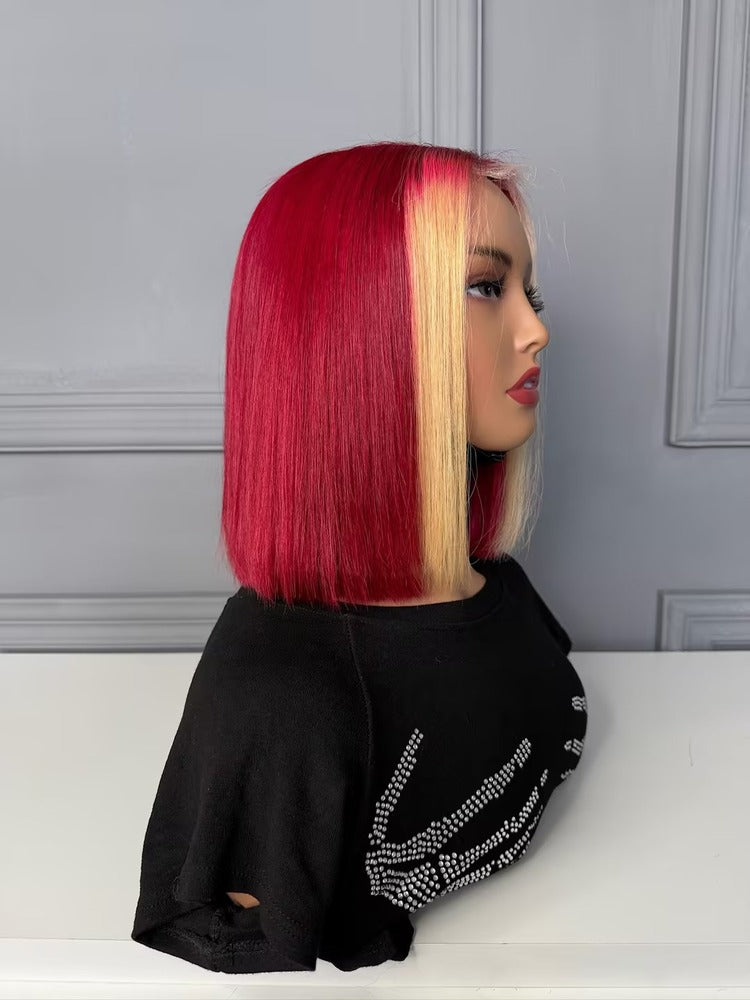 Raw Vietnamese Hair HD Lace Closure Bob Wig Straight 99J/613