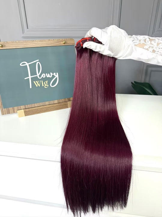 Raw Vietnamese Hair Bundles Super Double Drawn Bone Straight 99J