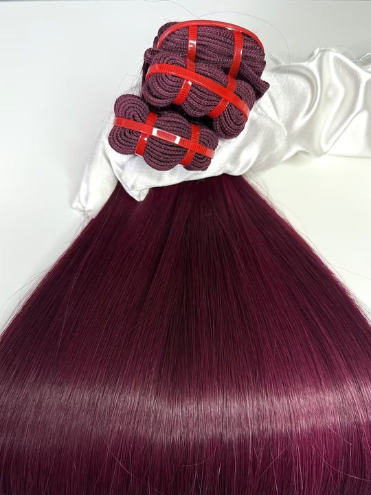 Raw Vietnamese Hair Bundles Super Double Drawn Bone Straight 99J