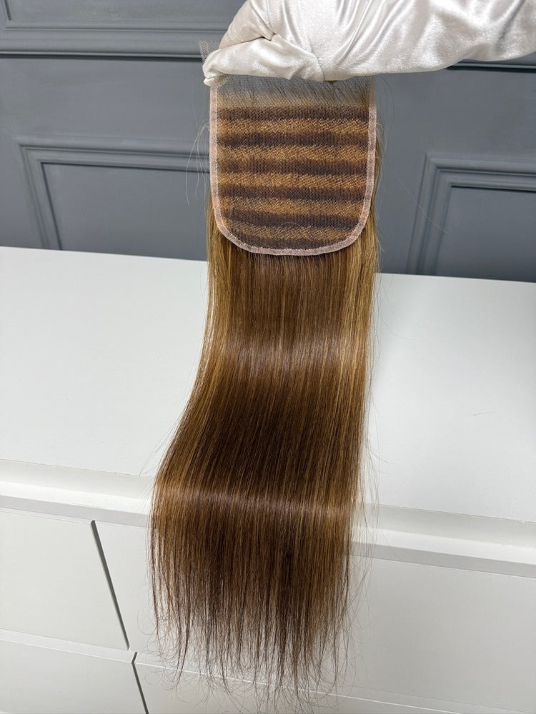 Vietnamese Raw Hair Straight HD Lace Closure Highlight 4/27