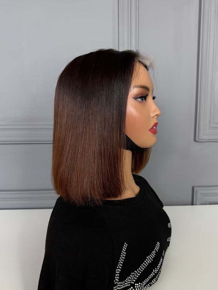 Raw Vietnamese Hair HD Lace Closure Bob Wig Straight 1B/27