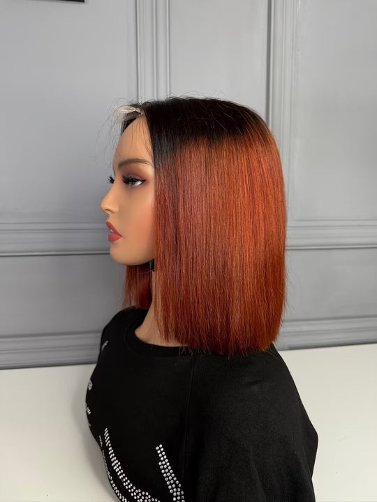 Raw Vietnamese Hair HD Lace Closure Bob Wig Straight 1B/530