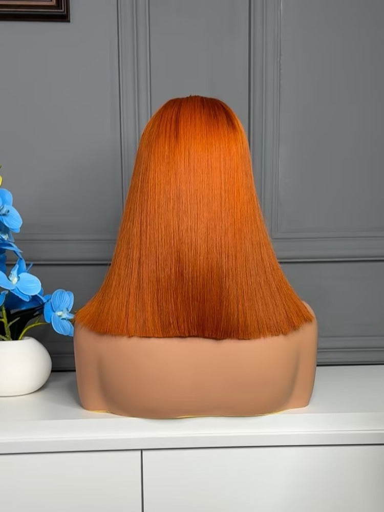 Raw Vietnamese Hair HD Lace Closure Bob Wig Straight Ginger
