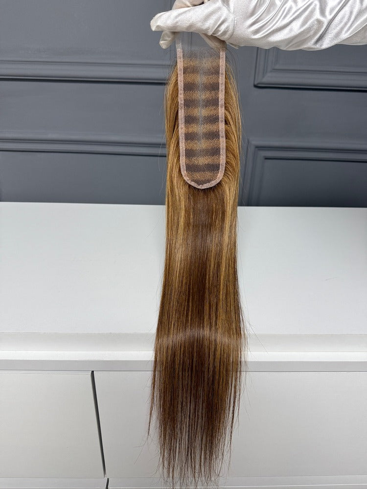 Vietnamese Raw Hair Straight HD Lace Closure Highlight 4/27