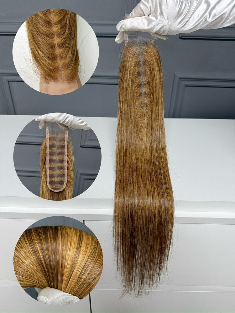 Vietnamese Raw Hair Straight HD Lace Closure Highlight 4/27