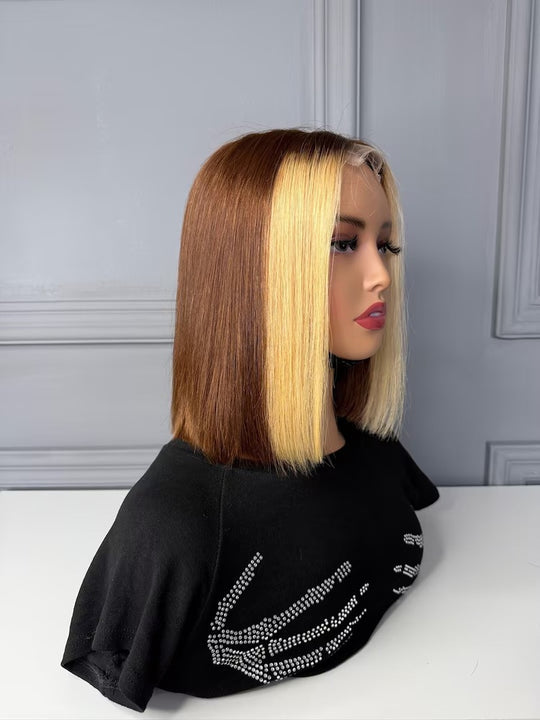 Raw Vietnamese Hair HD Lace Closure Bob Wig Straight 613/4