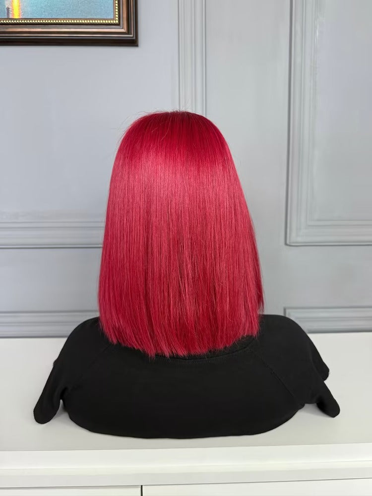 Raw Vietnamese Hair HD Lace Closure Bob Wig Straight 99J/613