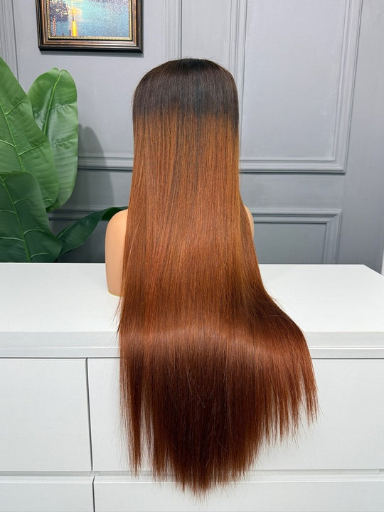 Vietnamese Raw Hair Straight HD Lace Closure Wig 250% Ombre Colored 4/350