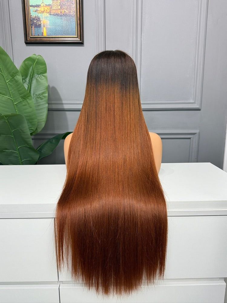 Vietnamese Raw Hair Straight HD Lace Closure Wig 250% Ombre Colored 4/350