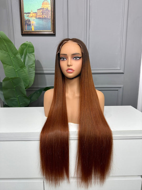 Vietnamese Raw Hair Straight HD Lace Closure Wig 250% Ombre Colored 4/350