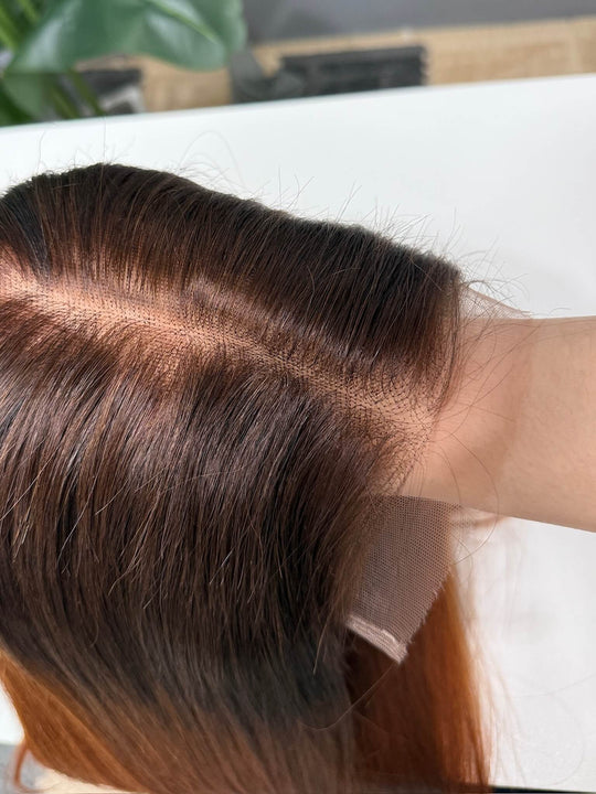 Vietnamese Raw Hair Straight HD Lace Closure Wig 250% Ombre Colored 4/350
