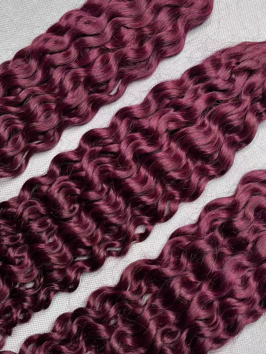 Bulk Hair for Boho Braids Italian Curly Double Drawn Burgundy 99J